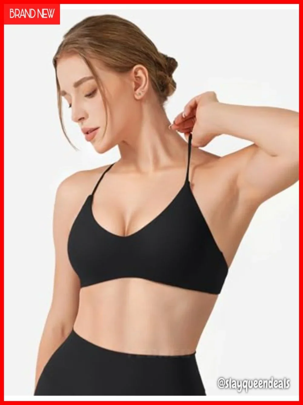 Y Back V Neck Sports Bra Padded Adjustable Workout Yoga Top